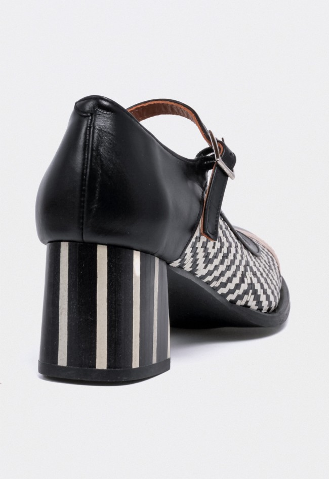 Zapato de mujer Mary Jane en piel con tacón geométrico Nemonic 2054 – Artesanía Made in Spain