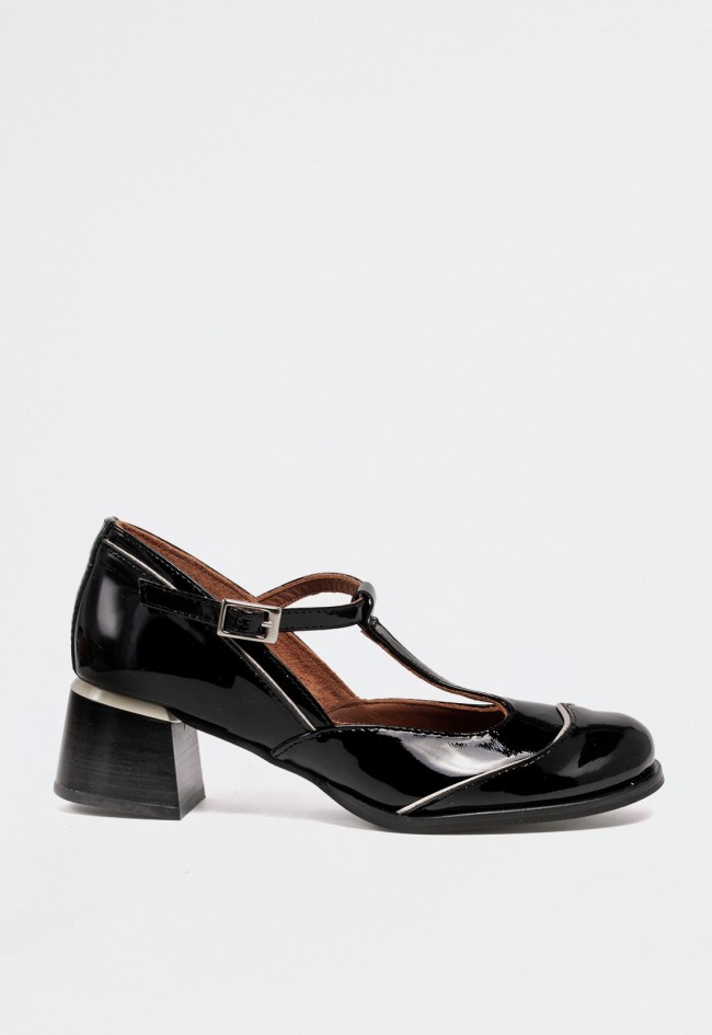 Zapato de mujer Mary Jane de charol negro Nemonic 2053 – Elegancia retro Made in Spain con tacón cómodo