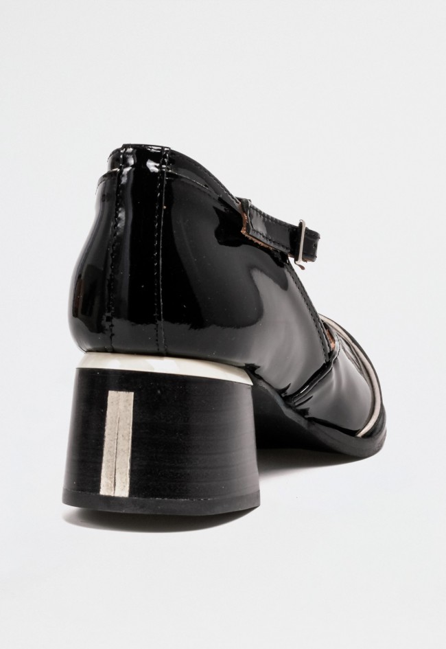 Zapato de mujer Mary Jane de charol negro Nemonic 2053 – Elegancia retro Made in Spain con tacón cómodo