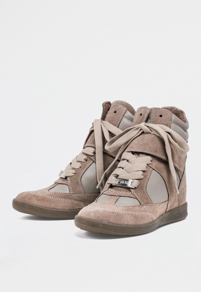 Sneaker botín de mujer en piel Meline – Alta sujeción con cordones y velcro, estilo street chic italiano
