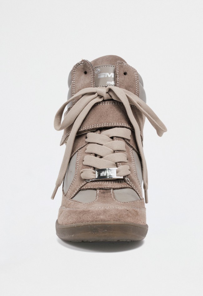 Sneaker botín de mujer en piel Meline – Alta sujeción con cordones y velcro, estilo street chic italiano