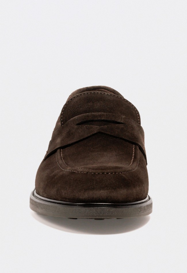 Mocasín de hombre VAS 5000 en serraje marrón con antifaz, estilo clásico en piel