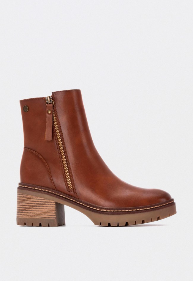 Botín de mujer XTI 144455 – diseño casual con tacón bloque y cremallera lateral