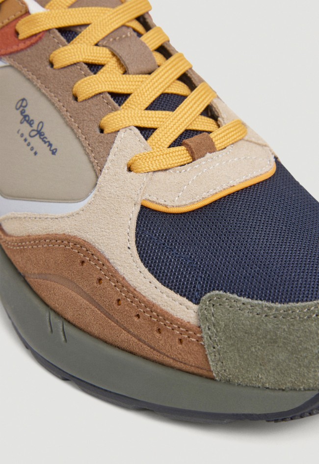 Zapatillas Pepe Jeans Marlon hombre multicolor retro running con ante y malla