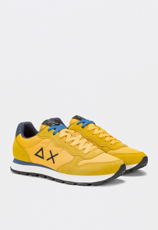Zapatillas de hombre SUN68 Tom Yellow en nylon y ante con logo bordado