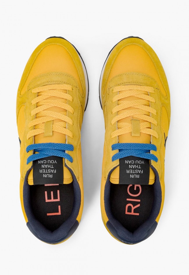 Zapatillas de hombre SUN68 Tom Yellow en nylon y ante con logo bordado