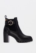 Botín Chelsea negro de tacón con hebilla dorada XTI 144521 vegano mujer