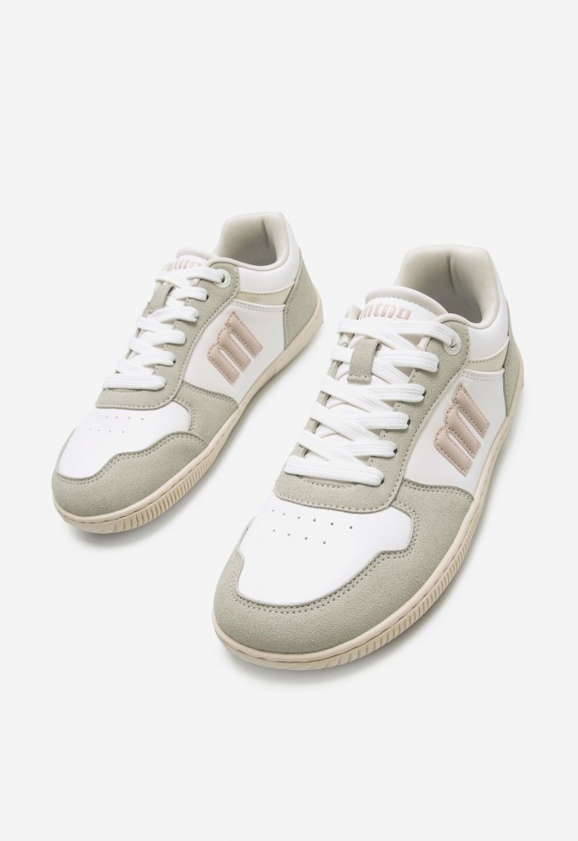Zapatillas Mustang Free Aria mujer blancas barefoot minimalistas con detalles gris y rosa