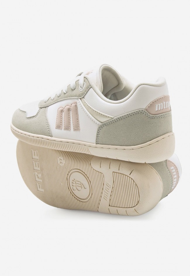Zapatillas Mustang Free Aria mujer blancas barefoot minimalistas con detalles gris y rosa