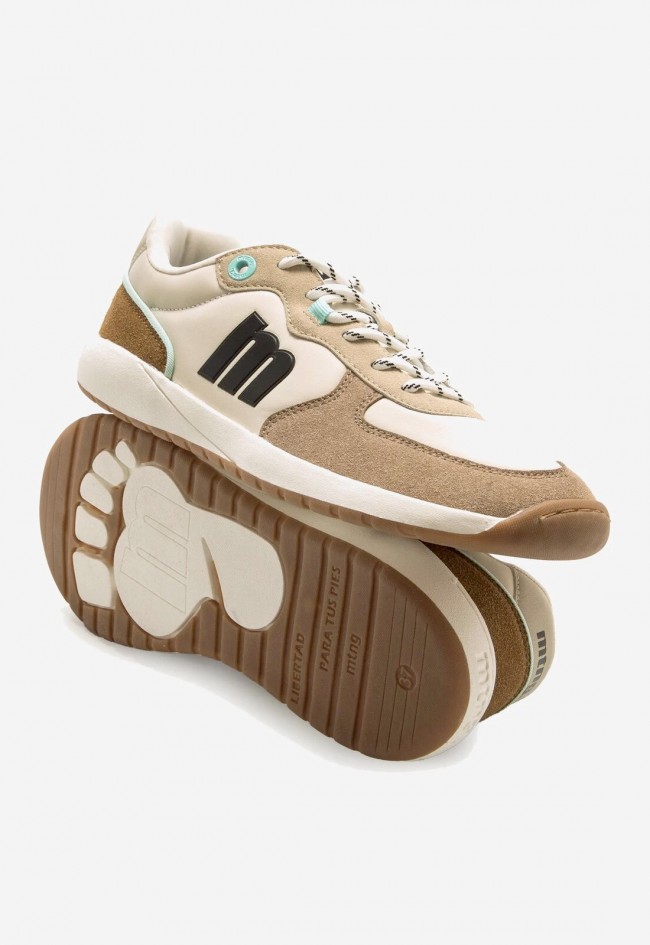 Zapatilla barefoot minimalista Mustang Free Apolo beige y taupe de mujer