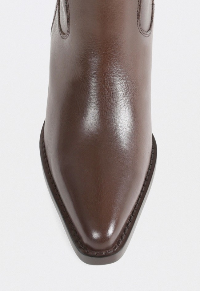 Bota alta western Bronx New-Kole de mujer en piel marrón con puntera afilada