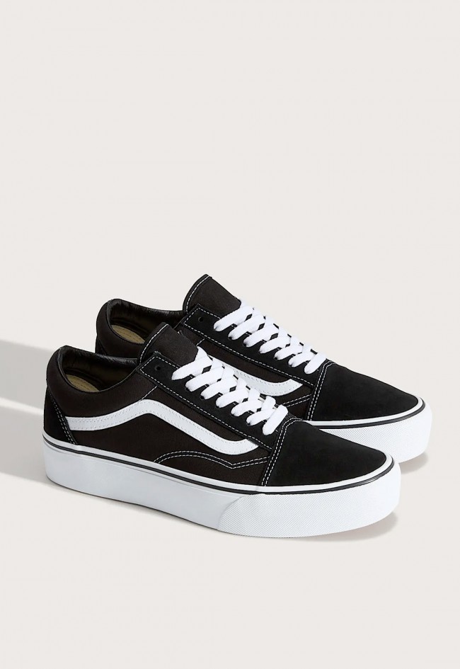 Zapatillas VANS Old Skool Platform negro de mujer en ante y lona con suela waffle elevada