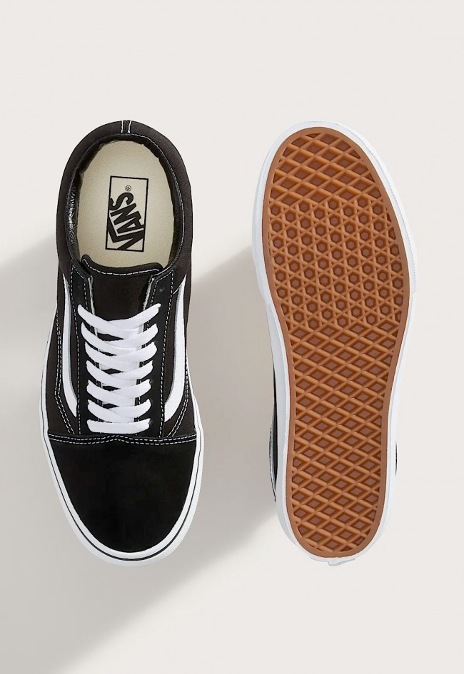 Zapatillas VANS Old Skool Platform negro de mujer en ante y lona con suela waffle elevada