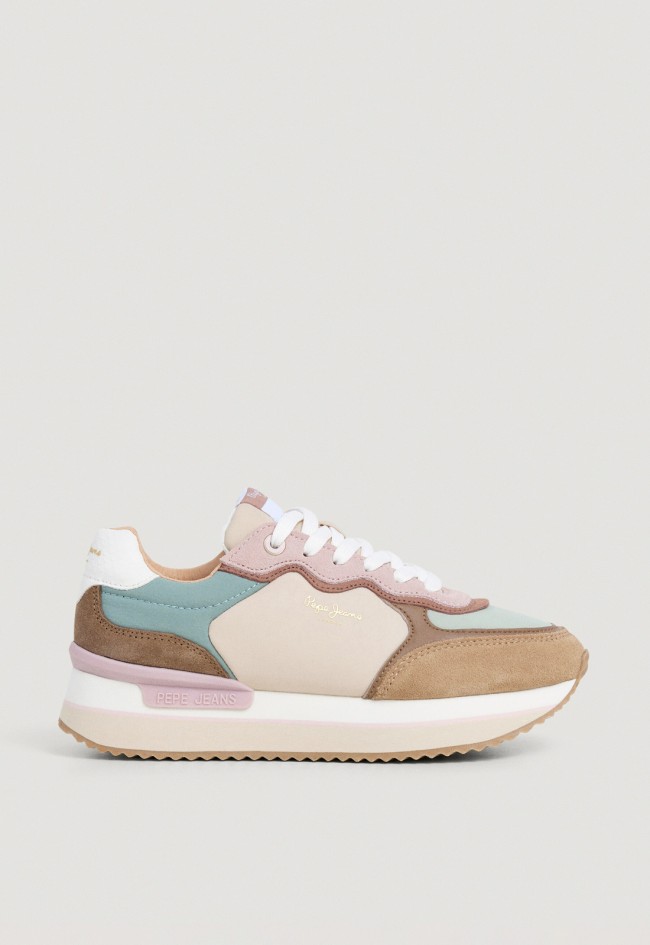 Zapatillas Pepe Jeans pls600006 mujer de plataforma multicolor en serraje y tejido