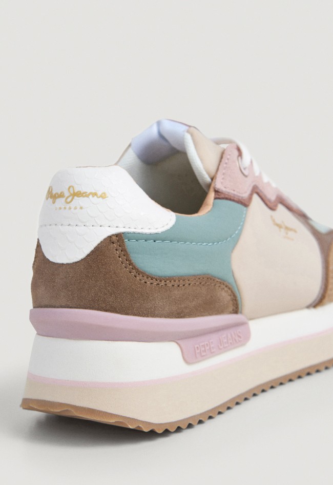 Zapatillas Pepe Jeans pls600006 mujer de plataforma multicolor en serraje y tejido