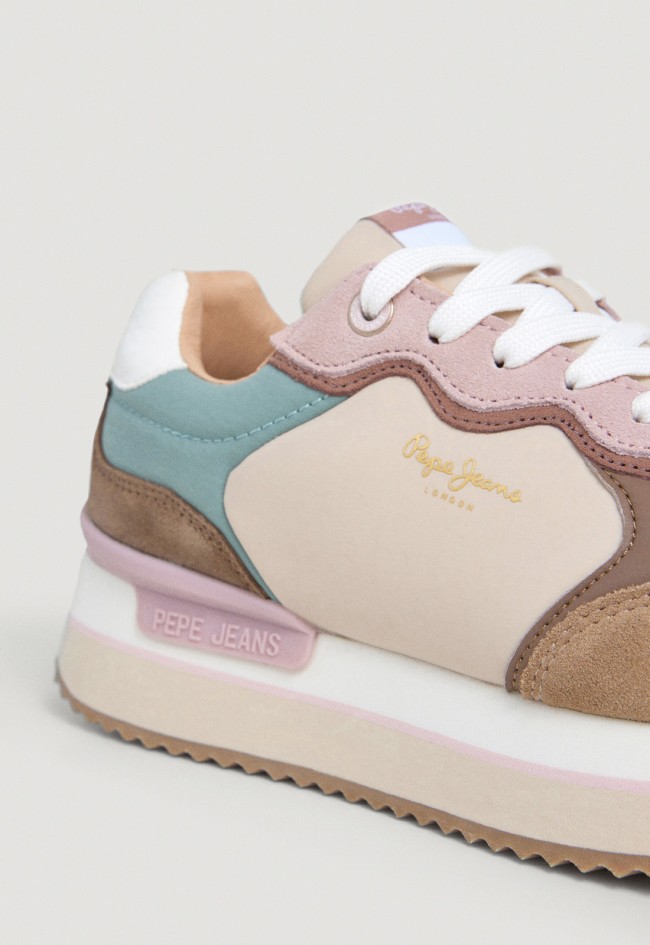 Zapatillas Pepe Jeans pls600006 mujer de plataforma multicolor en serraje y tejido