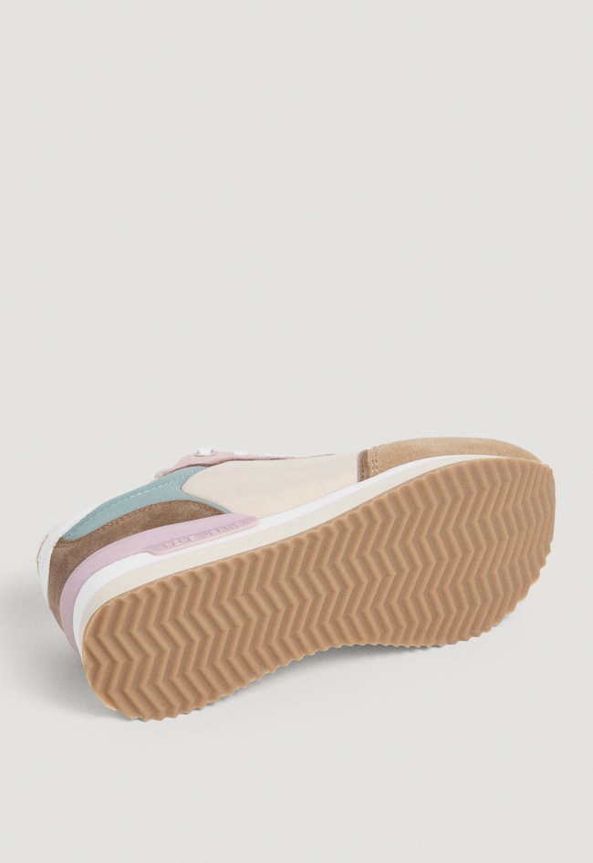 Zapatillas Pepe Jeans pls600006 mujer de plataforma multicolor en serraje y tejido