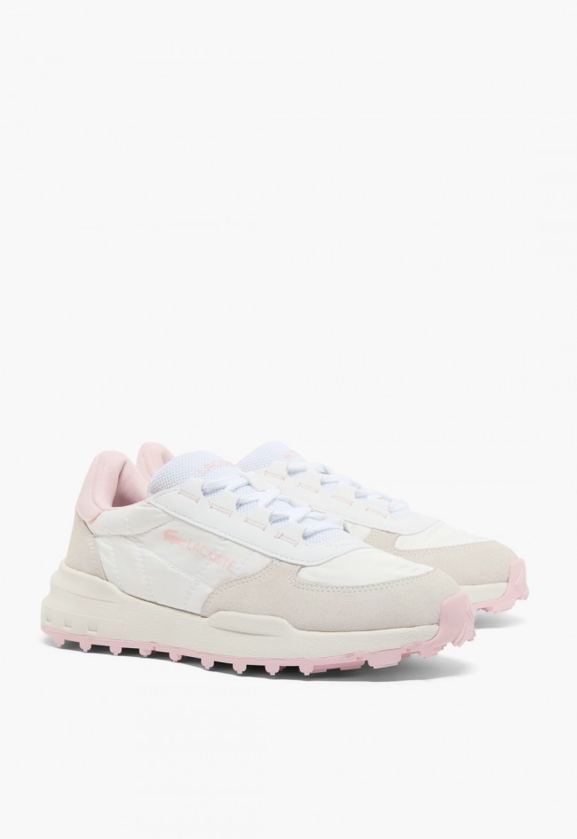 Zapatillas mujer Lacoste Elite Active Evo blancas y rosa con detalles de ante