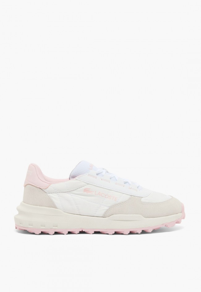 Zapatillas mujer Lacoste Elite Active Evo blancas y rosa con detalles de ante