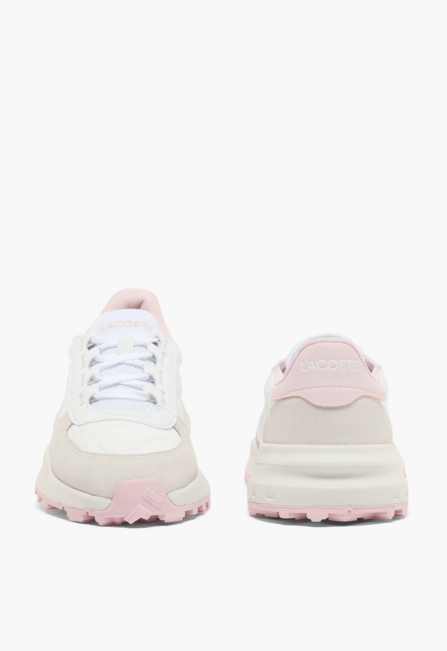 Zapatillas mujer Lacoste Elite Active Evo blancas y rosa con detalles de ante