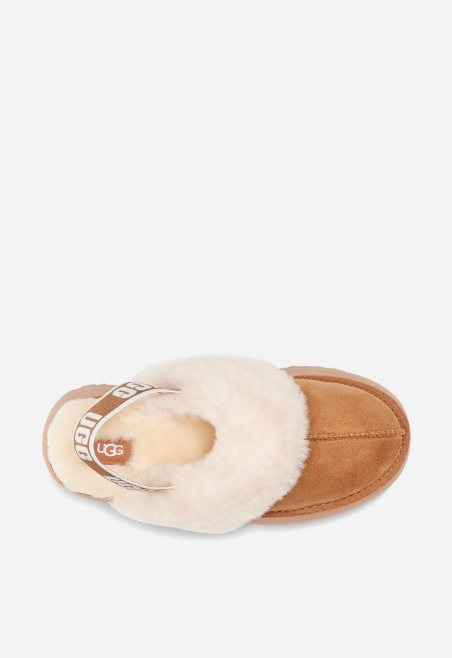 Zapatilla zueco mujer UGG Funkette ante camel con forro de pelo y plataforma