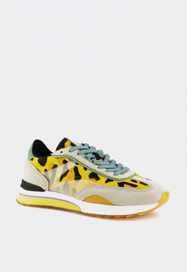 Zapatillas mujer HOFF Art Yellow piel estampada animal print con suela tricolor