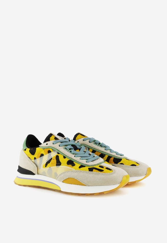Zapatillas mujer HOFF Art Yellow piel estampada animal print con suela tricolor