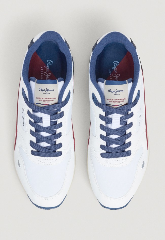 Zapatillas Pepe Jeans PMS400007 hombre running blancas combinadas con detalles reflectantes