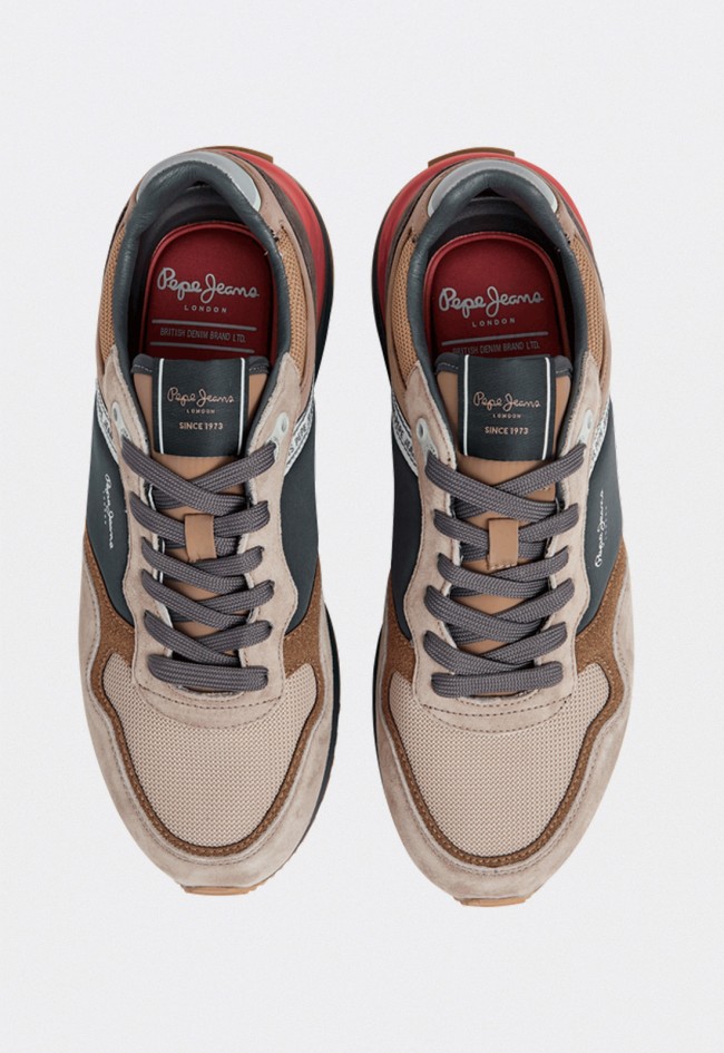 Zapatillas Pepe Jeans Buster Pro Main M PMS600009 de hombre en ante y textil color beige