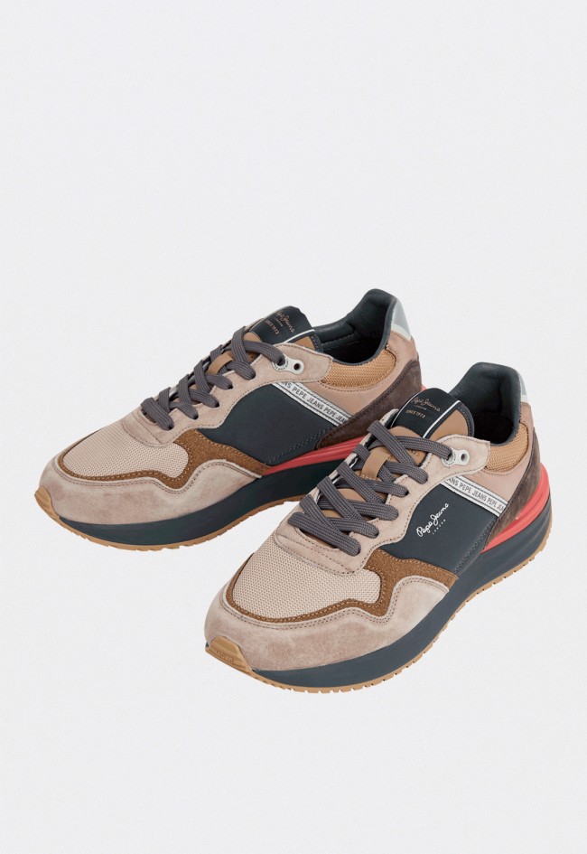 Zapatillas Pepe Jeans Buster Pro Main M PMS600009 de hombre en ante y textil color beige