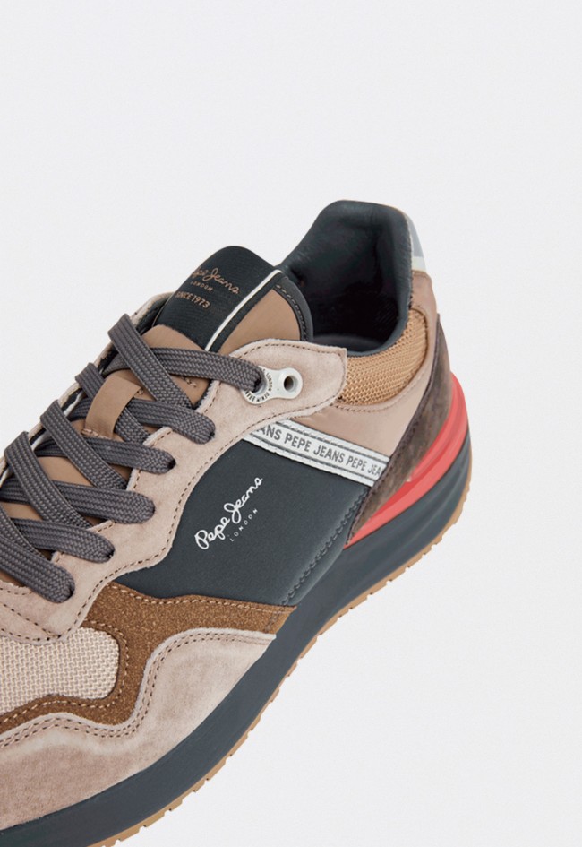 Zapatillas Pepe Jeans Buster Pro Main M PMS600009 de hombre en ante y textil color beige