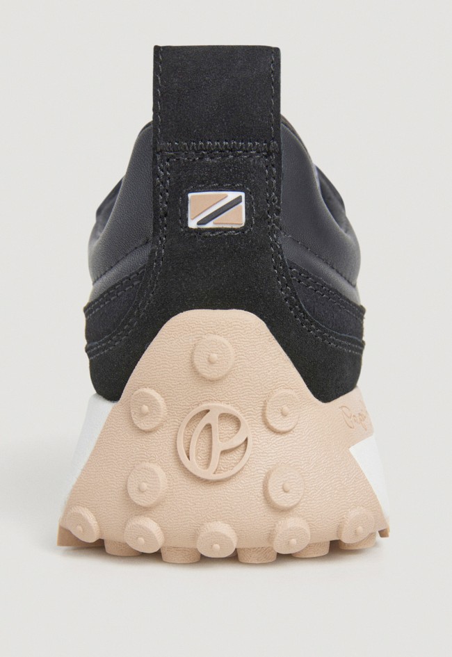 Zapatillas Pepe Jeans PLS600019 de mujer en piel serraje y animal print negro