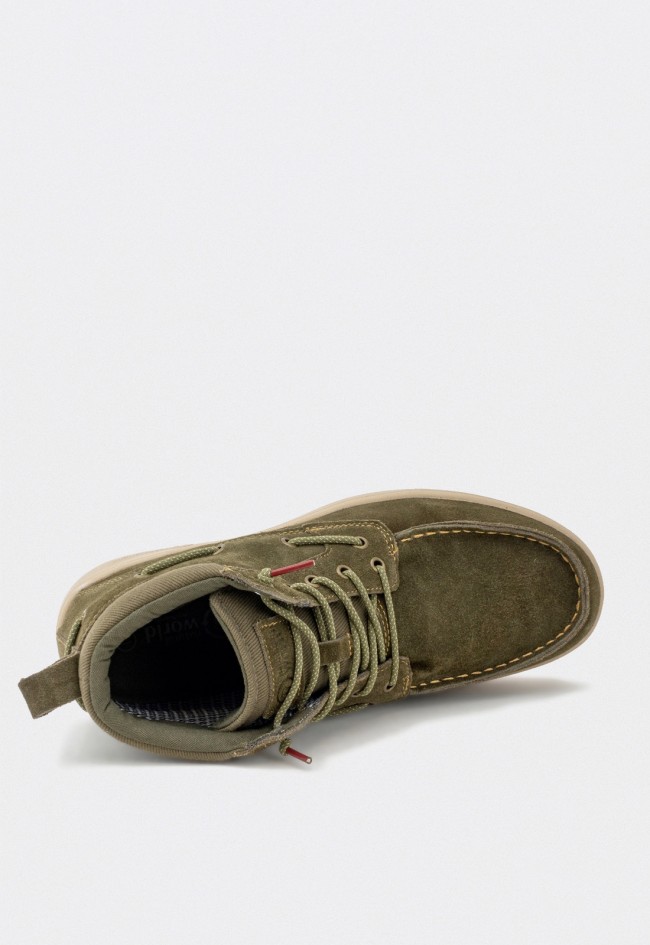 Botines hidrófugos de hombre Natural World Cerler en serraje kaki