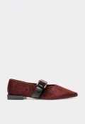 Zapato bailarina mujer TOP 3 sa757 en textil y piel color burdeos – elegancia moderna con carácter