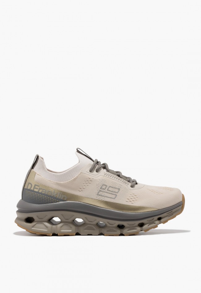 Zapatilla deportiva mujer D.Franklin Aero Sneakers Mesh Cream / Gold – Estilo sofisticado con amortiguación