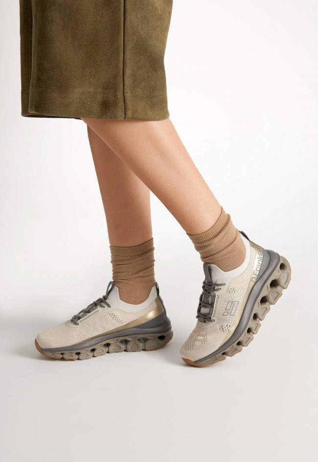 Zapatilla deportiva mujer D.Franklin Aero Sneakers Mesh Cream / Gold – Estilo sofisticado con amortiguación