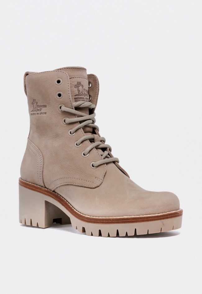 Bota Panama Jack Padma B20 de mujer en piel nobuck waterproof con tacón bloque alto – Made in Spain