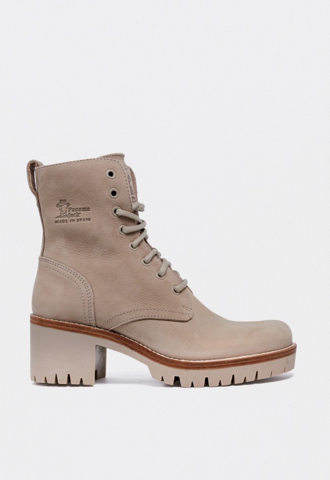 Bota Panama Jack Padma B20 de mujer en piel nobuck waterproof con tacón bloque alto – Made in Spain