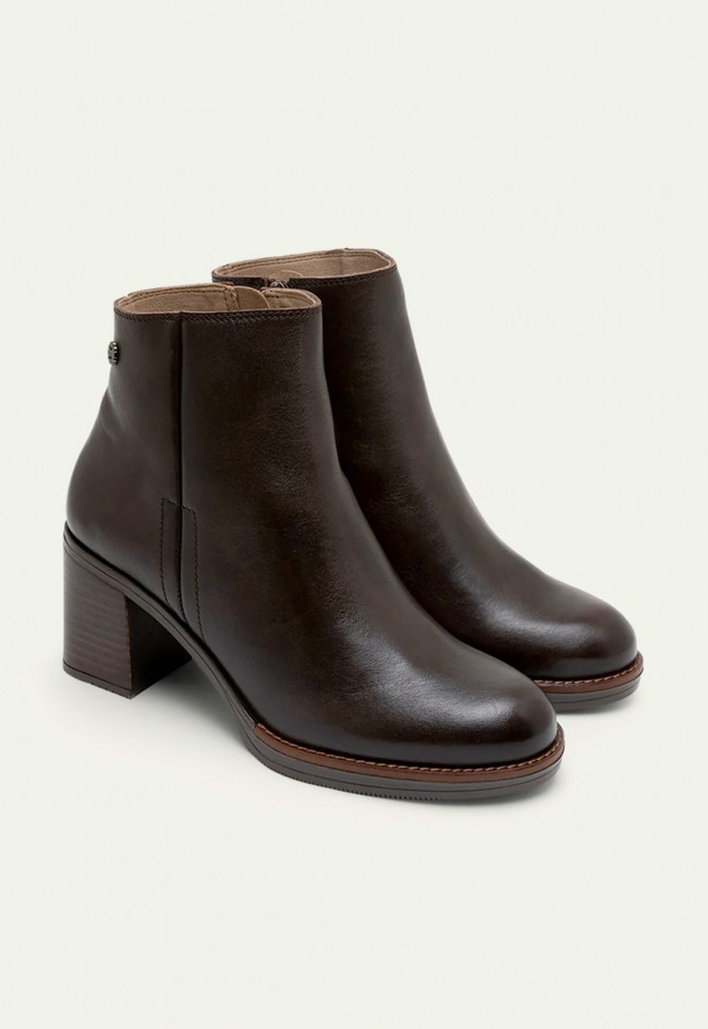 BOTINES DE PIEL DE TACÓN MOKA PORRONET RANIA