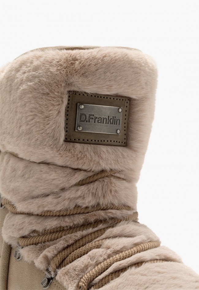 Botas de mujer D.Franklin Nordic Trk Fur Taupe con pelo exterior y diseño urbano cálido
