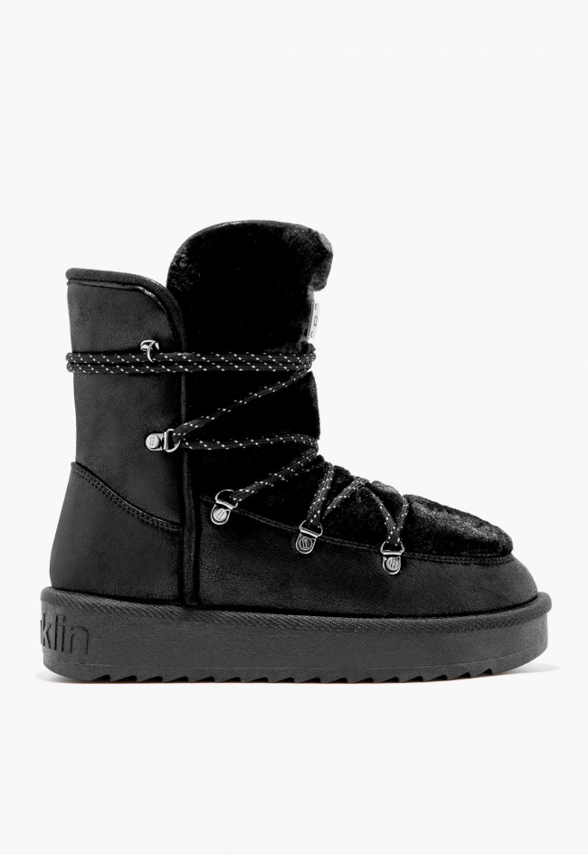 Botas de mujer D.Franklin Nordic Trk Fur Black estilo aprés-ski con pelo sintético