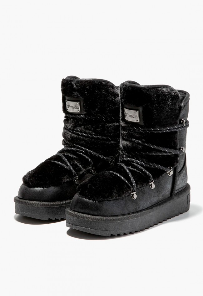 Botas de mujer D.Franklin Nordic Trk Fur Black estilo aprés-ski con pelo sintético