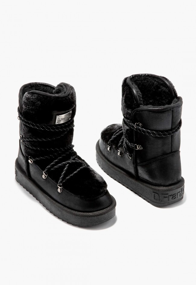 Botas de mujer D.Franklin Nordic Trk Fur Black estilo aprés-ski con pelo sintético