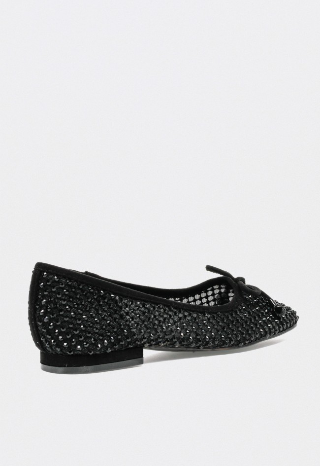 Bailarinas negras de mujer EXÉ eliza-232 con malla y brillos – elegancia moderna
