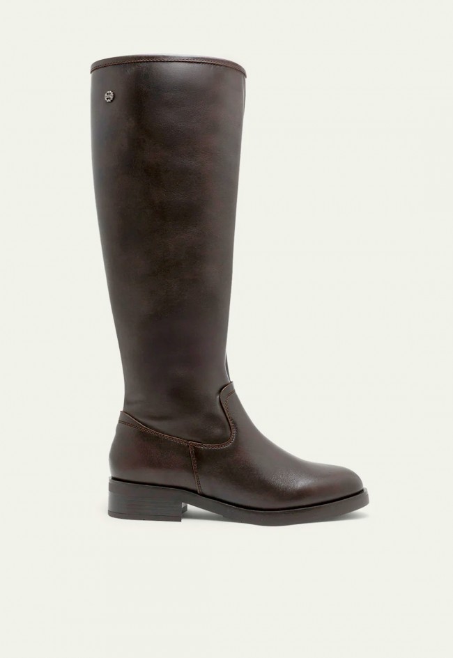 BOTAS ALTAS DE PIEL MOKA CON CREMALLERA PORRONET BELÉN