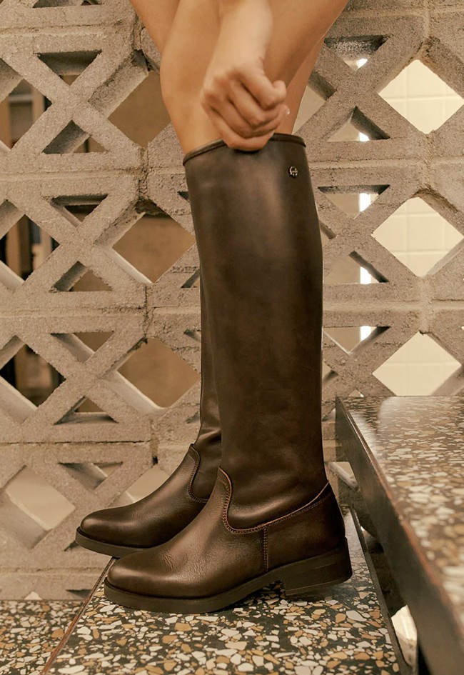 BOTAS ALTAS DE PIEL MOKA CON CREMALLERA PORRONET BELÉN