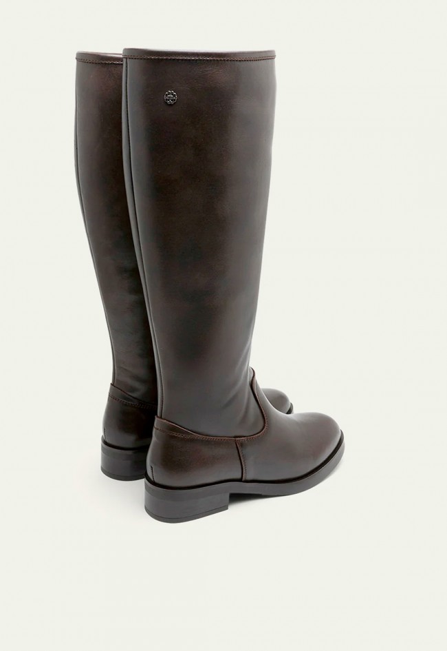 BOTAS ALTAS DE PIEL MOKA CON CREMALLERA PORRONET BELÉN