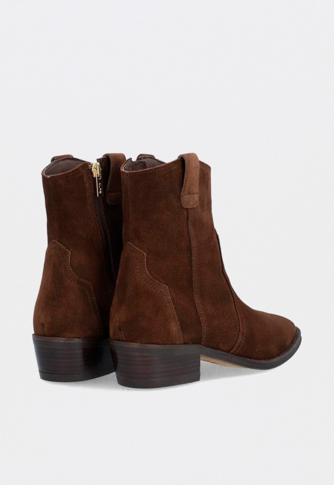 Botín cowboy mujer ALPE Western piel baby silk tan con tacón medio y puntera afilada