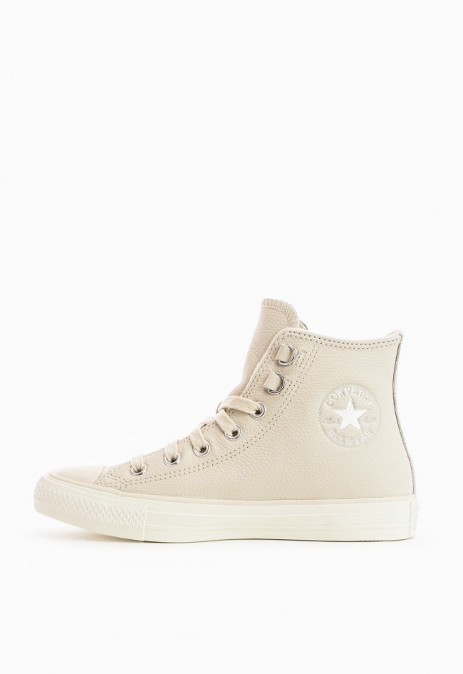 Zapatillas mujer Converse Chuck Taylor All Star Leather piel beige de caña alta