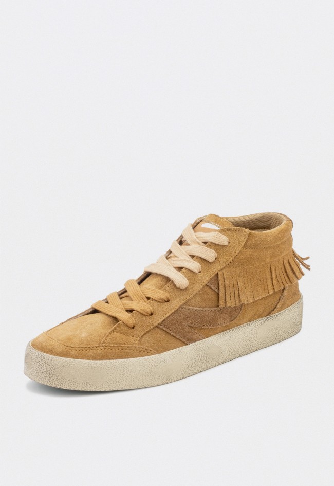 Botín mujer Natural World Frange serraje con flecos color camel eco-friendly